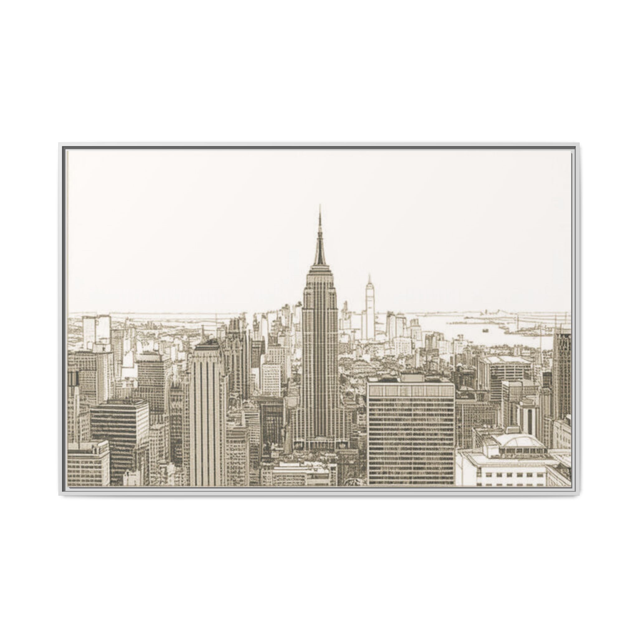 Framed Matte Canvas – Black & White New York City Skyline Wall Art