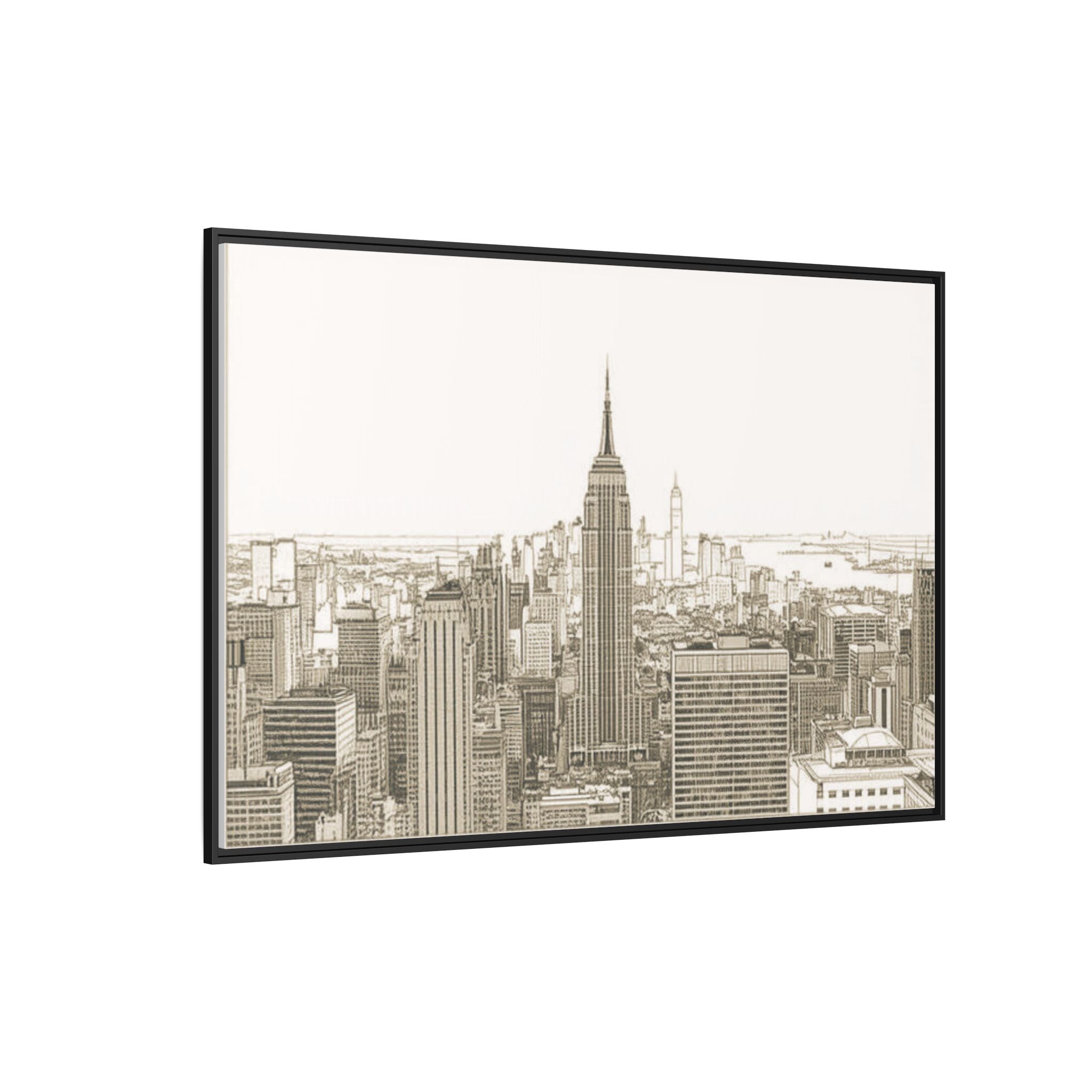 Framed Matte Canvas – Black & White New York City Skyline Wall Art