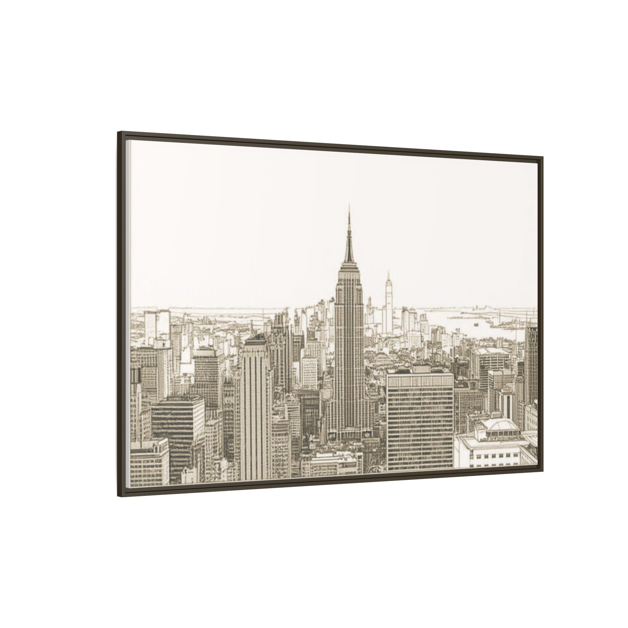 Framed Matte Canvas – Black & White New York City Skyline Wall Art