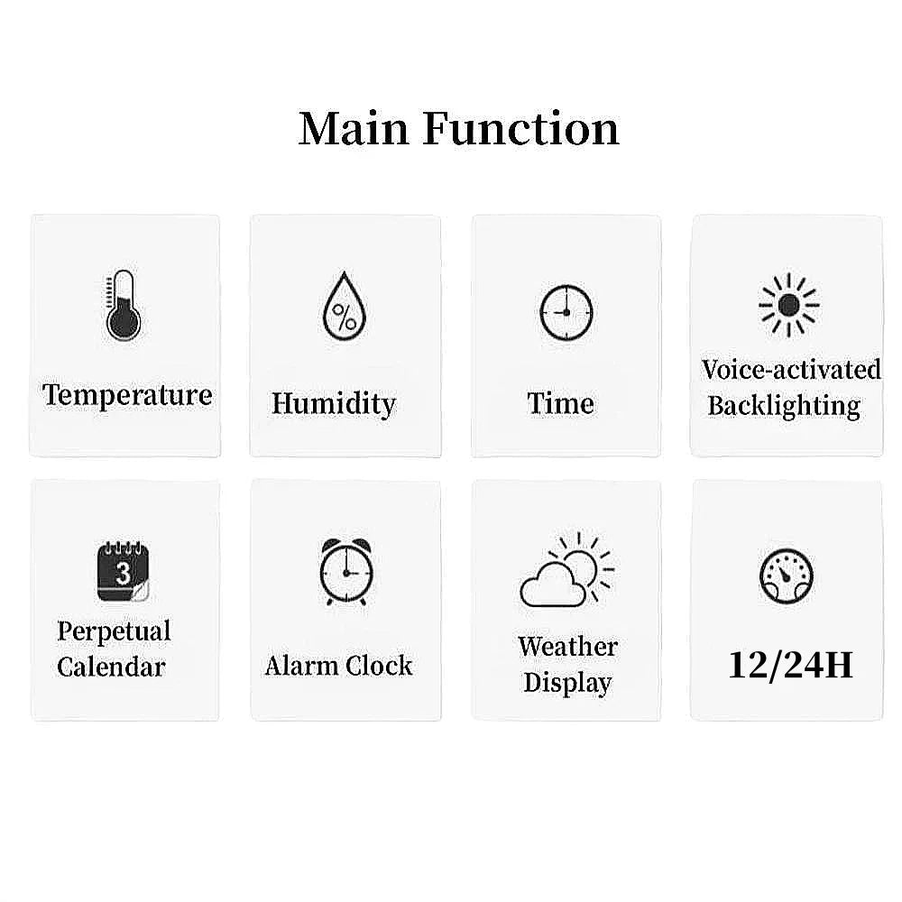 Digital Weather Clock Date Week Temperature Humidity Weather Forecast 12/24H Electronic Clock