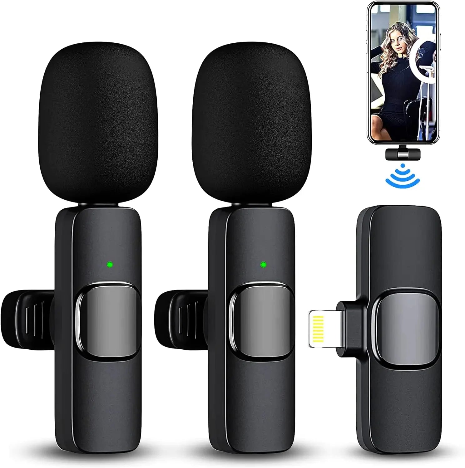 Wireless Microphone 2.4G Wireless Portable Audio Video Recording Mini Mic for iPhone Android Live Broadcast Gaming Phone