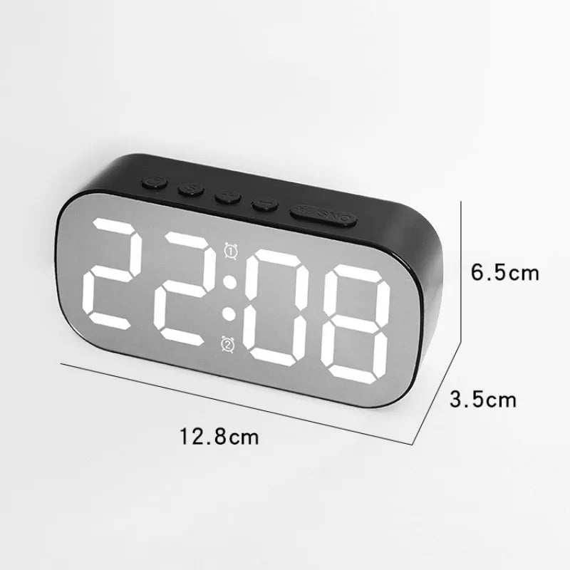Digital Alarm Clock in Mirror  Temperature Date Display Night Mode Snooze Table Clock 5 Level Brightness Dual Alarm12/24H LED Clock