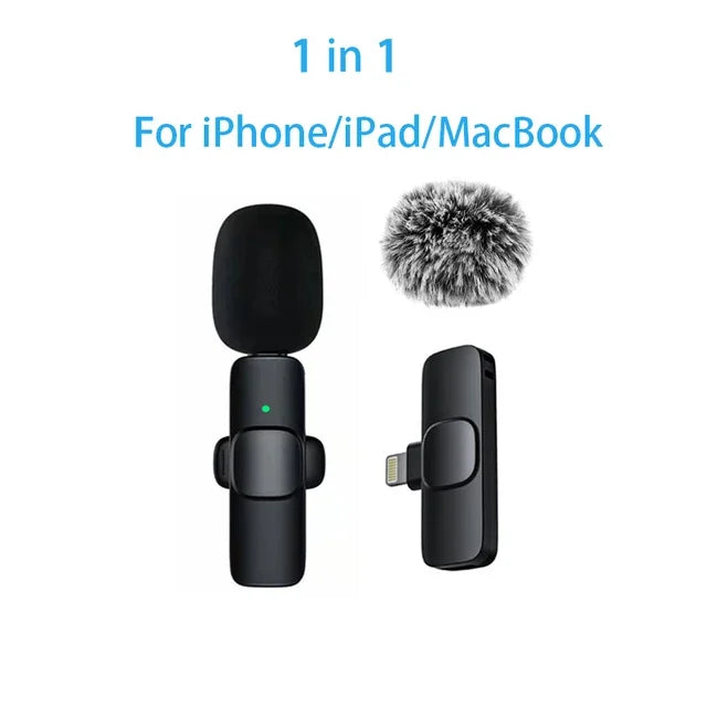 Wireless Microphone 2.4G Wireless Portable Audio Video Recording Mini Mic for iPhone Android Live Broadcast Gaming Phone
