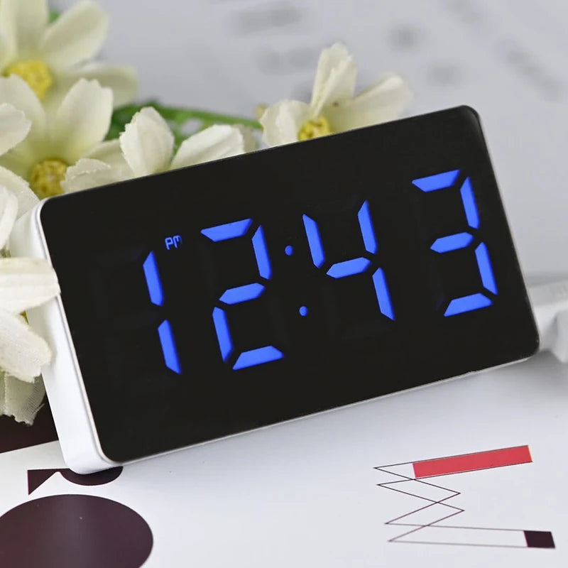 Temperature Alarm Clock Timer Calendar LED Mini Mirror Modern Multifunction Plastic Portable Decoration Digital