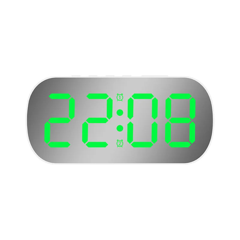 Digital Alarm Clock in Mirror  Temperature Date Display Night Mode Snooze Table Clock 5 Level Brightness Dual Alarm12/24H LED Clock