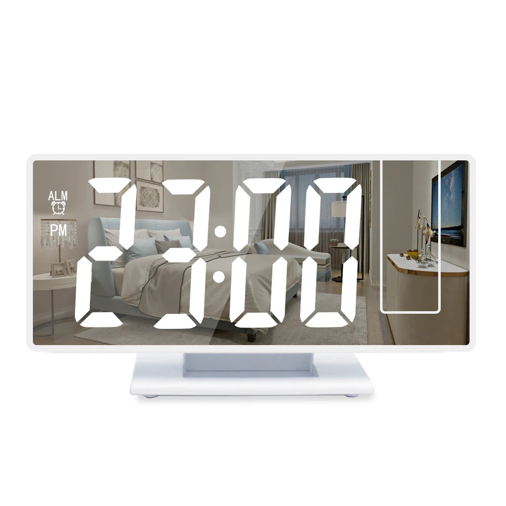 Digital Alarm Clock 180° USB Powered   Arm Projection Alarm Clock Time Temperature Snooze Table Clock 12/24H Projector LED Clock
