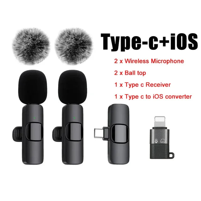 Wireless Microphone 2.4G Wireless Portable Audio Video Recording Mini Mic for iPhone Android Live Broadcast Gaming Phone